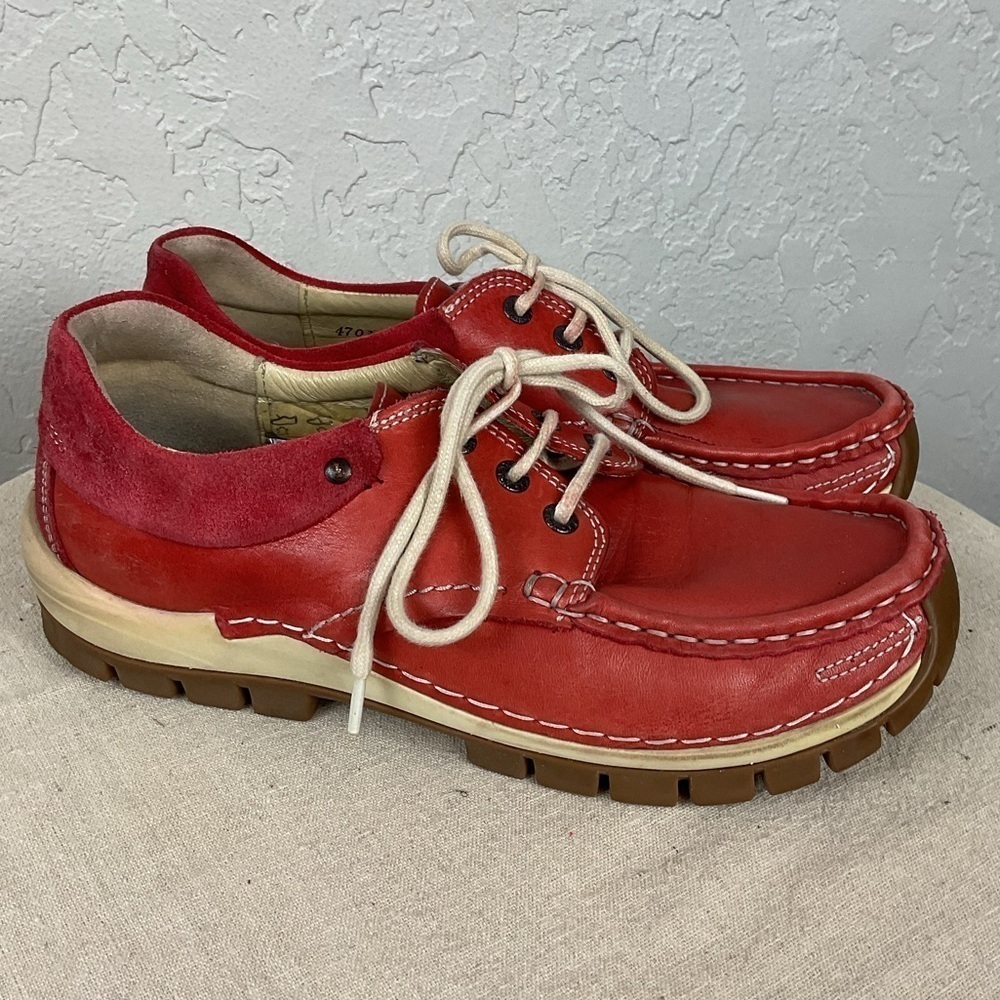 Women’s Wolky Fly Red Leather Comfortable Stylish Walking Shoe Euro 39 US 7.5-8